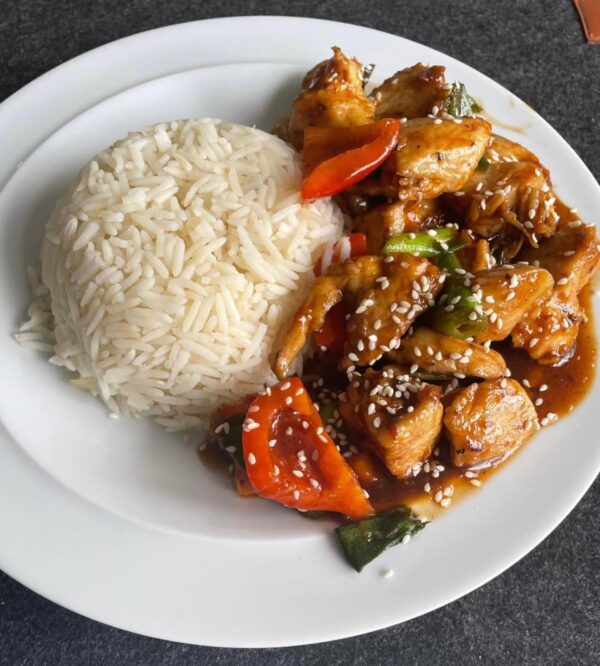 Teriyaki Chicken With Bell Peppers And Rice