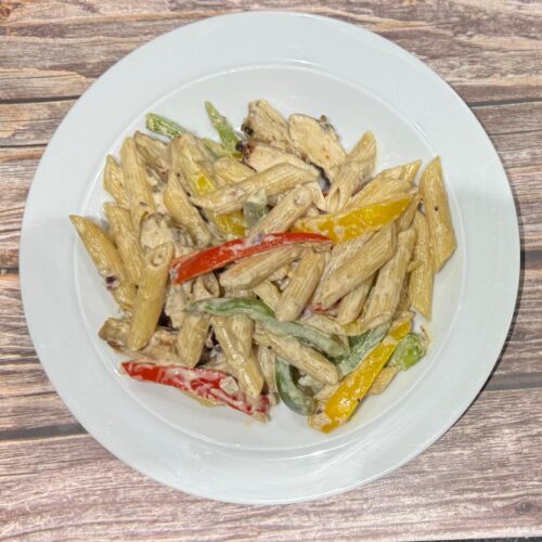 Jerk Chicken Pasta With Mixed Peppers