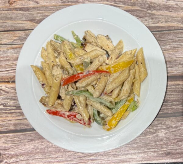 Jerk Chicken Pasta With Mixed Peppers