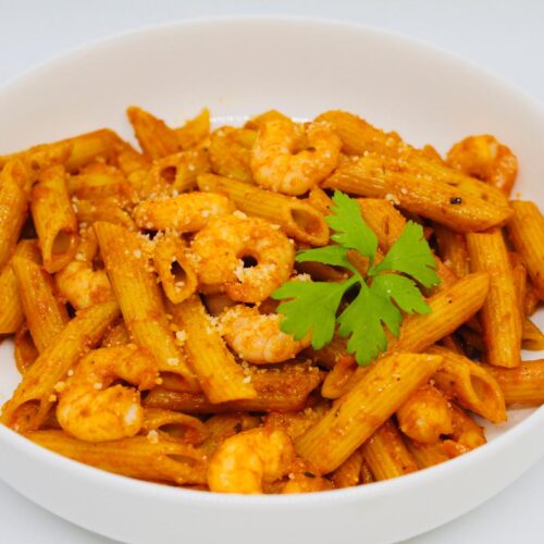 Prawn Penne Pasta In Creamy Tomato Sauce