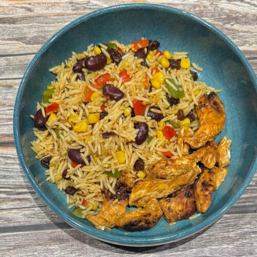 Nutty Barbecue Chicken with Fruity Rice