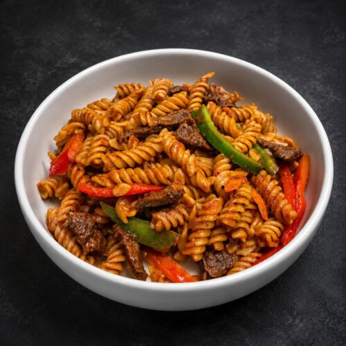 Slow-Cooked Shredded Beef Pasta with Mixed Vegetables
