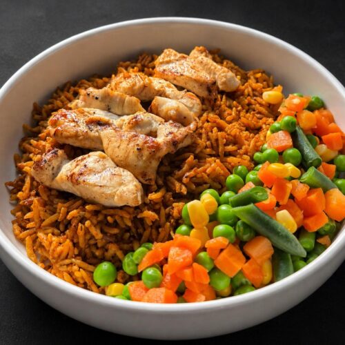 Jollof Rice with Grilled Chicken & Mixed Vegetables (Signature Dish)